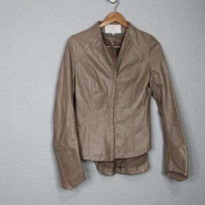 Meskita Light Brown Leather and Silk Jacket sz S